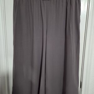 Eileen Fisher Gray Silk Cropped Wide Leg Pants